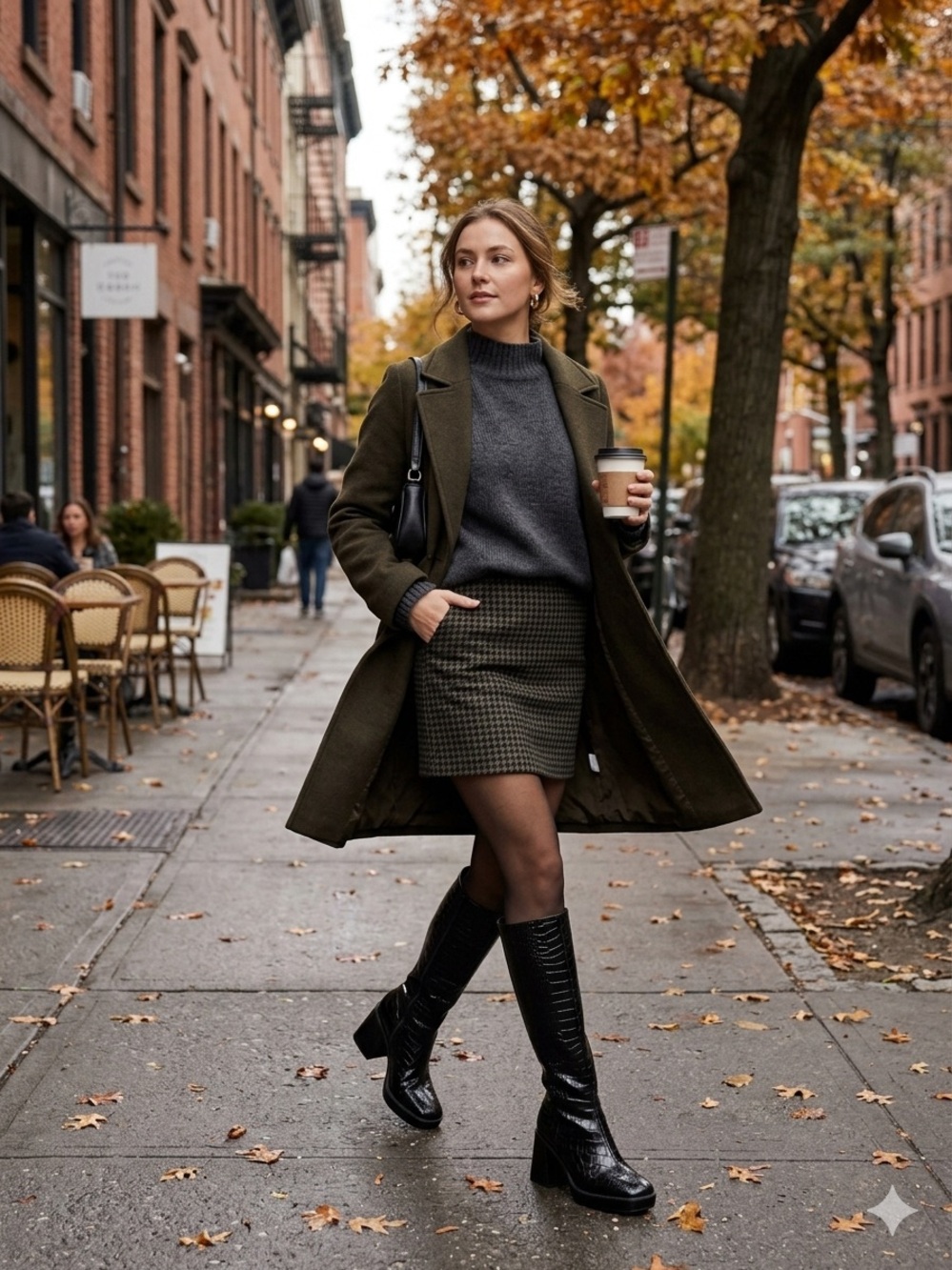 Urban Outfitters Black Croc Knee-High Heeled Boots